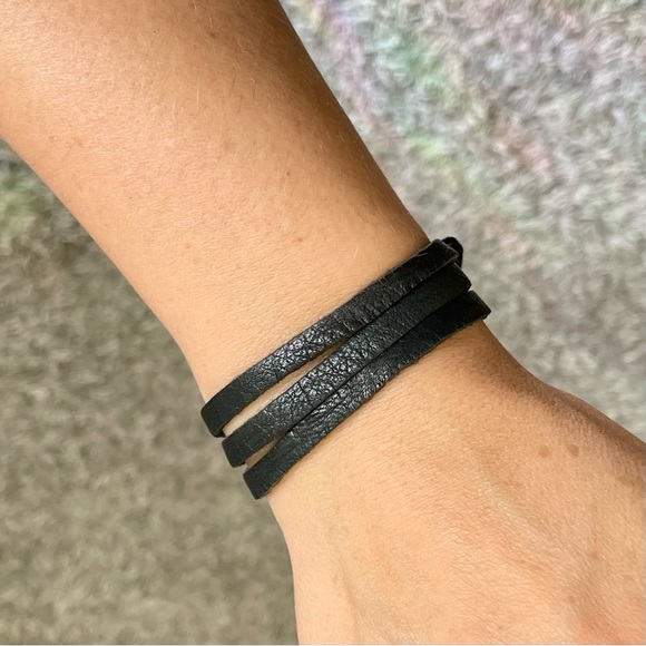 Julio Designs Black Leather Choker or Wrap Bracelet | Gift Idea | Black Leather - Picture 7 of 8